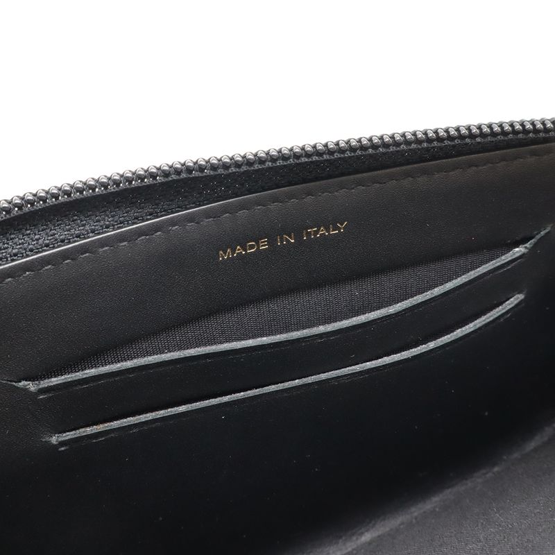 Chanel Coco Mark Round Zipper Wallet Caviar Skin Leather Black Gold Hardware