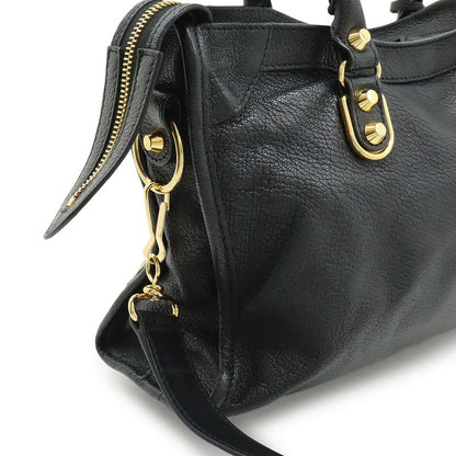 Balenciaga Classic Metallic Edge City Handbag 2WAY Shoulder Bag Leather Black