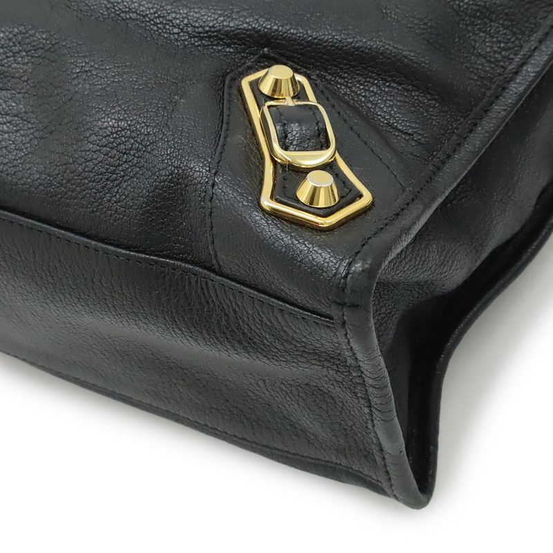 Balenciaga Classic Metallic Edge City Handbag 2WAY Shoulder Bag Leather Black