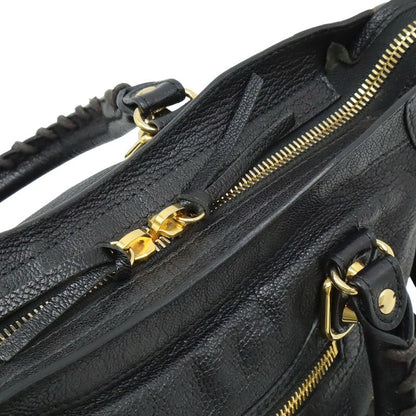Balenciaga Classic Metallic Edge City Handbag 2WAY Shoulder Bag Leather Black