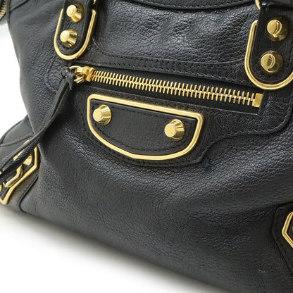 Balenciaga Classic Metallic Edge City Handbag 2WAY Shoulder Bag Leather Black