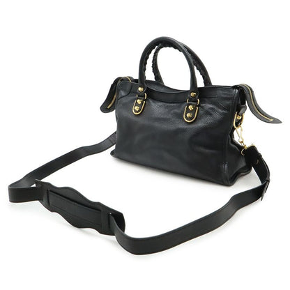 Balenciaga Classic Metallic Edge City Handbag 2WAY Shoulder Bag Leather Black