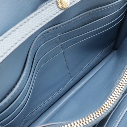 Prada Saffiano Shoulder Wallet Shoulder Bag 2WAY Clutch Bag Leather Light Blue