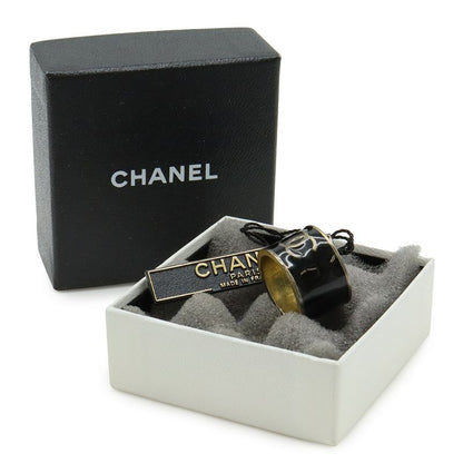 Chanel Coco Mark Heart Wide Ring Metal Black Gold Actual Size Approx 14.5 02P