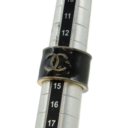 Chanel Coco Mark Heart Wide Ring Metal Black Gold Actual Size Approx 14.5 02P