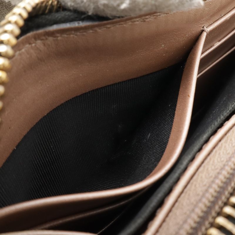 Gucci Lovely Round Zipper Long Wallet Shiny Leather Black Gold Hardware 308005