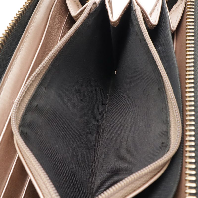 Gucci Lovely Round Zipper Long Wallet Shiny Leather Black Gold Hardware 308005