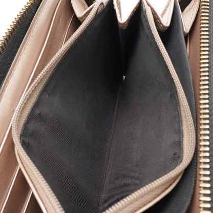 Gucci Lovely Round Zipper Long Wallet Shiny Leather Black Gold Hardware 308005