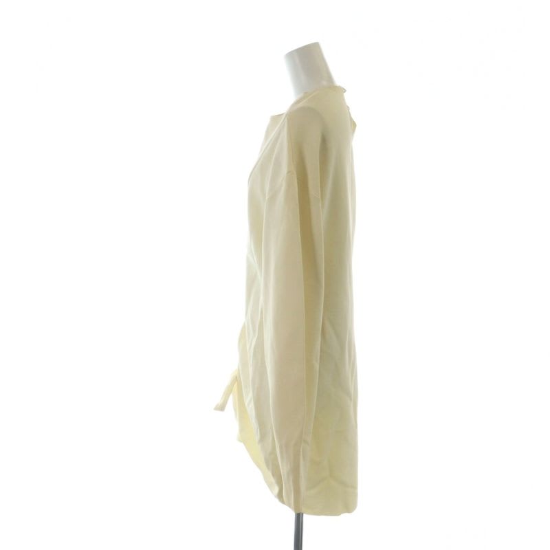 Christian Dior Deformed Knit Dress Long Sleeve Middle Ribbon 34 XS Ivory MQ