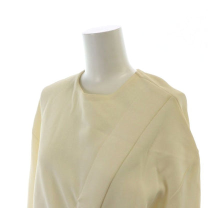 Christian Dior Deformed Knit Dress Long Sleeve Middle Ribbon 34 XS Ivory MQ