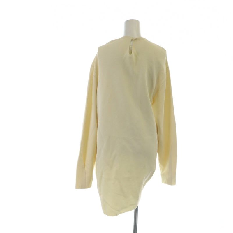 Christian Dior Deformed Knit Dress Long Sleeve Middle Ribbon 34 XS Ivory MQ