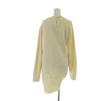 Christian Dior Deformed Knit Dress Long Sleeve Middle Ribbon 34 XS Ivory MQ