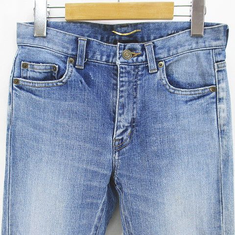 Saint Laurent Paris Denim Pants Jeans Skinny Zip Fly 26 Blue Indigo