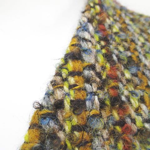 Hermes Collarless Jacket Tweed 42 Brown Mix Hair Wool Lining