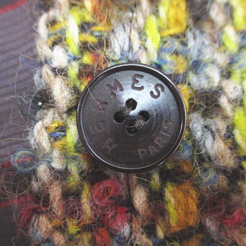 Hermes Collarless Jacket Tweed 42 Brown Mix Hair Wool Lining