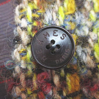 Hermes Collarless Jacket Tweed 42 Brown Mix Hair Wool Lining