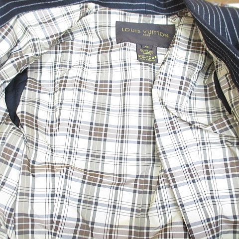 Louis Vuitton Striped Jacket Cashmere Blend 40 Navy Hair Wool