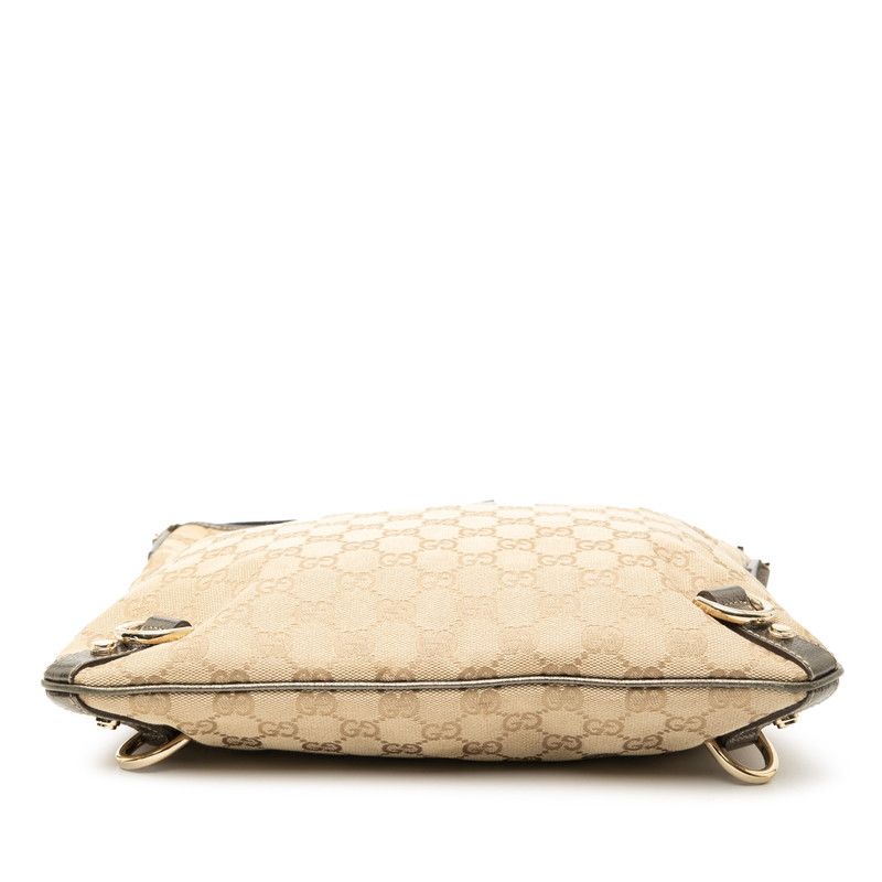 Gucci GG Canvas Abbey Crossbody Shoulder Bag 131326 Beige Brown Canvas Leather