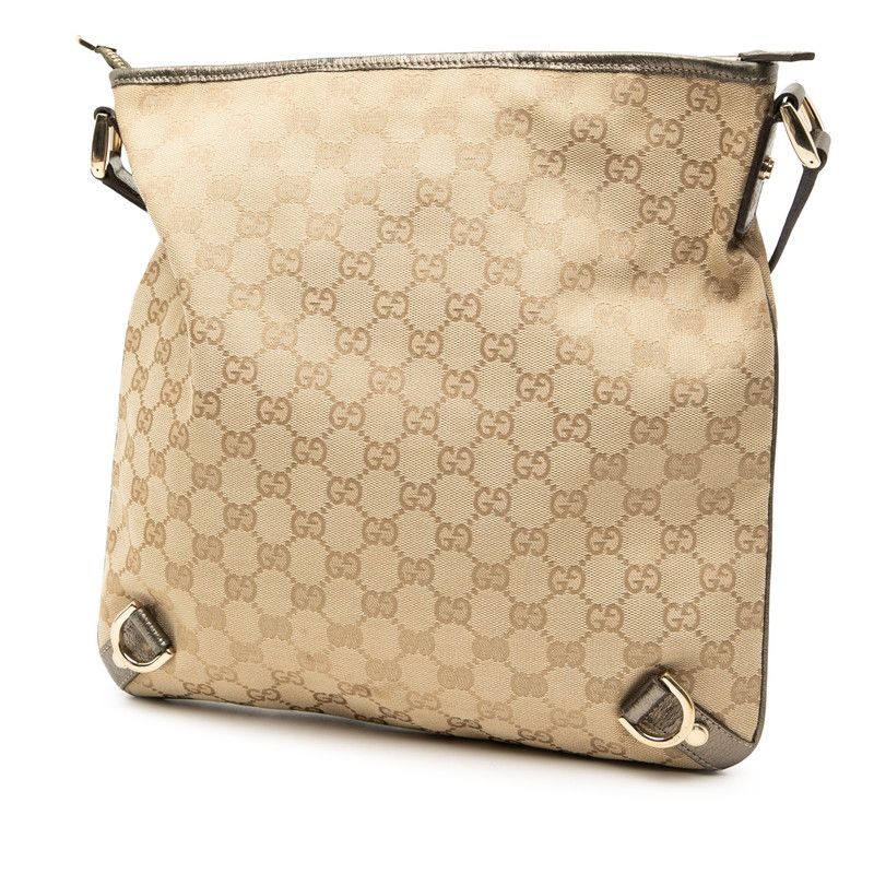 Gucci GG Canvas Abbey Crossbody Shoulder Bag 131326 Beige Brown Canvas Leather