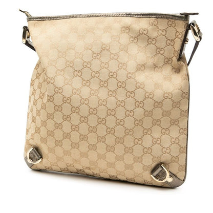 Gucci GG Canvas Abbey Crossbody Shoulder Bag 131326 Beige Brown Canvas Leather