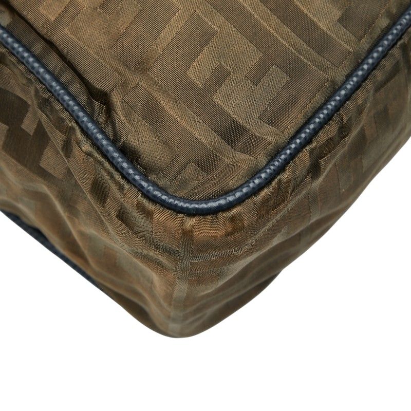 Fendi Zucca Handbag Shoulder Bag 2WAY Khaki Green Navy Nylon Leather Ladies