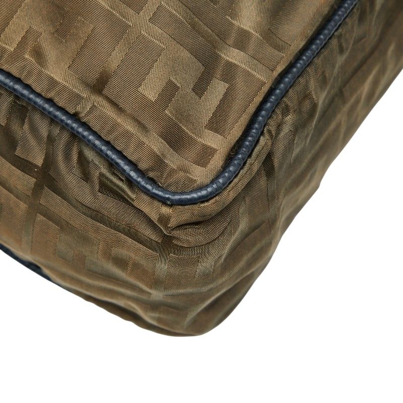 Fendi Zucca Handbag Shoulder Bag 2WAY Khaki Green Navy Nylon Leather Ladies