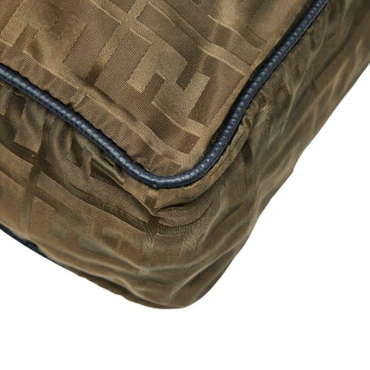 Fendi Zucca Handbag Shoulder Bag 2WAY Khaki Green Navy Nylon Leather Ladies