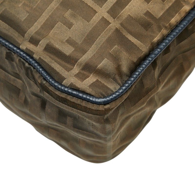 Fendi Zucca Handbag Shoulder Bag 2WAY Khaki Green Navy Nylon Leather Ladies
