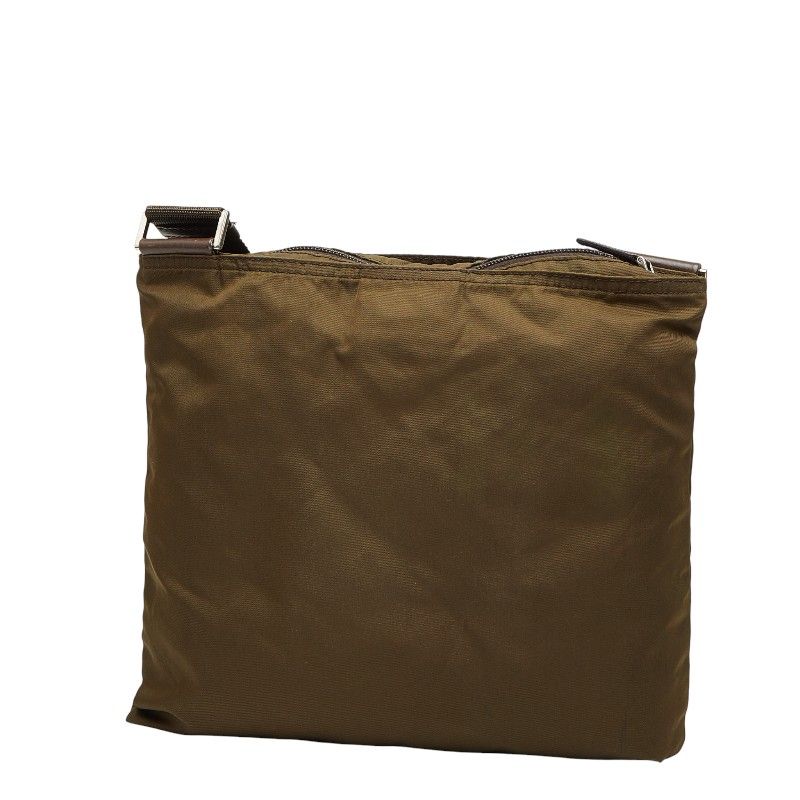 Prada Triangle Logo Plate Crossbody Shoulder Bag Bt0175 Khaki Green Nylon