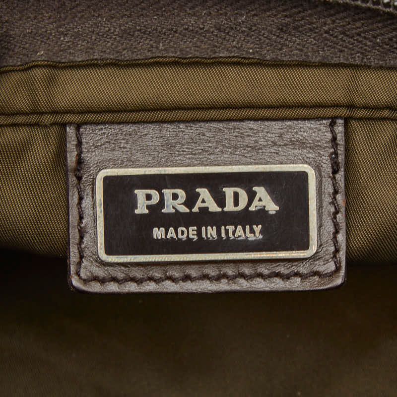 Prada Triangle Logo Plate Crossbody Shoulder Bag Bt0175 Khaki Green Nylon