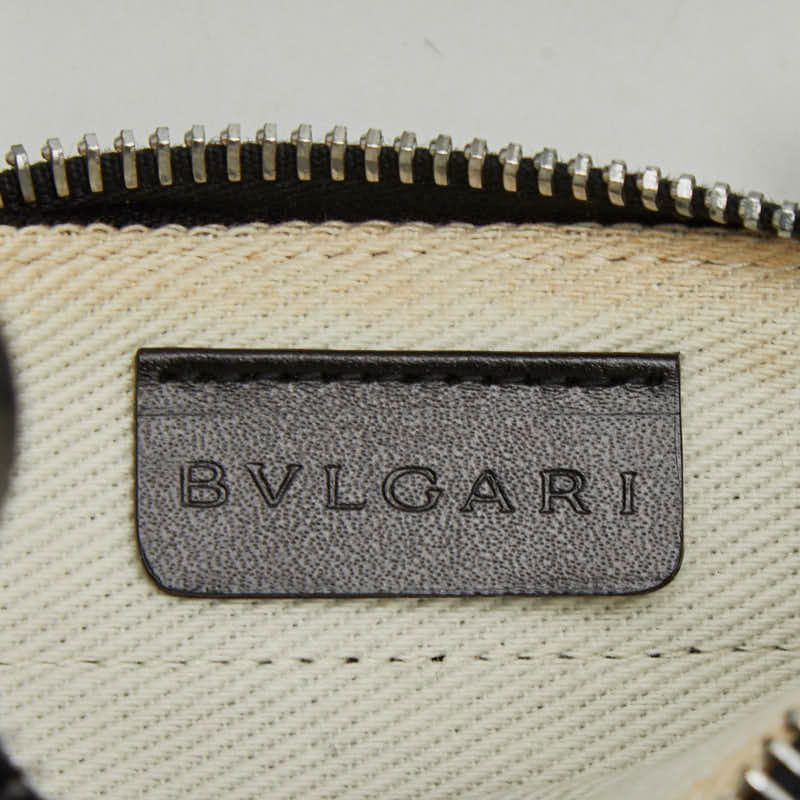 Bvlgari Logomania Crossbody Shoulder Bag Blue Black Denim Leather Women's