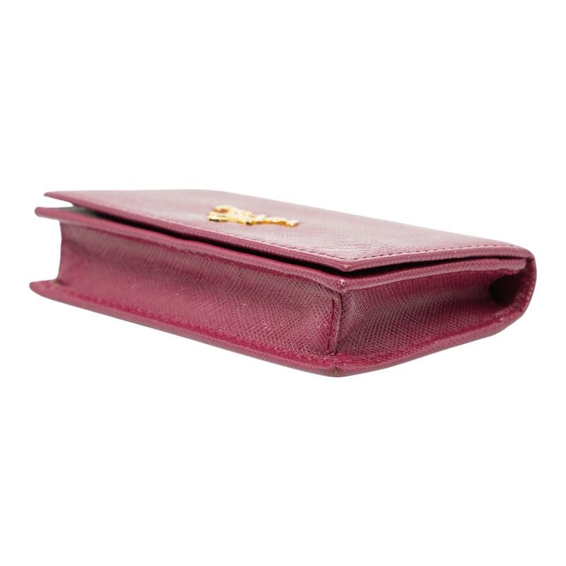 Prada Coin Case Pass Case Purple Saffiano Leather Women's Prada