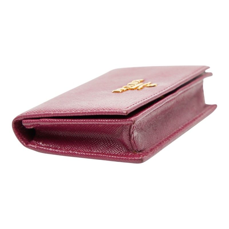 Prada Coin Case Pass Case Purple Saffiano Leather Women's Prada