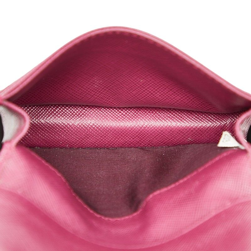 Prada Coin Case Pass Case Purple Saffiano Leather Women's Prada
