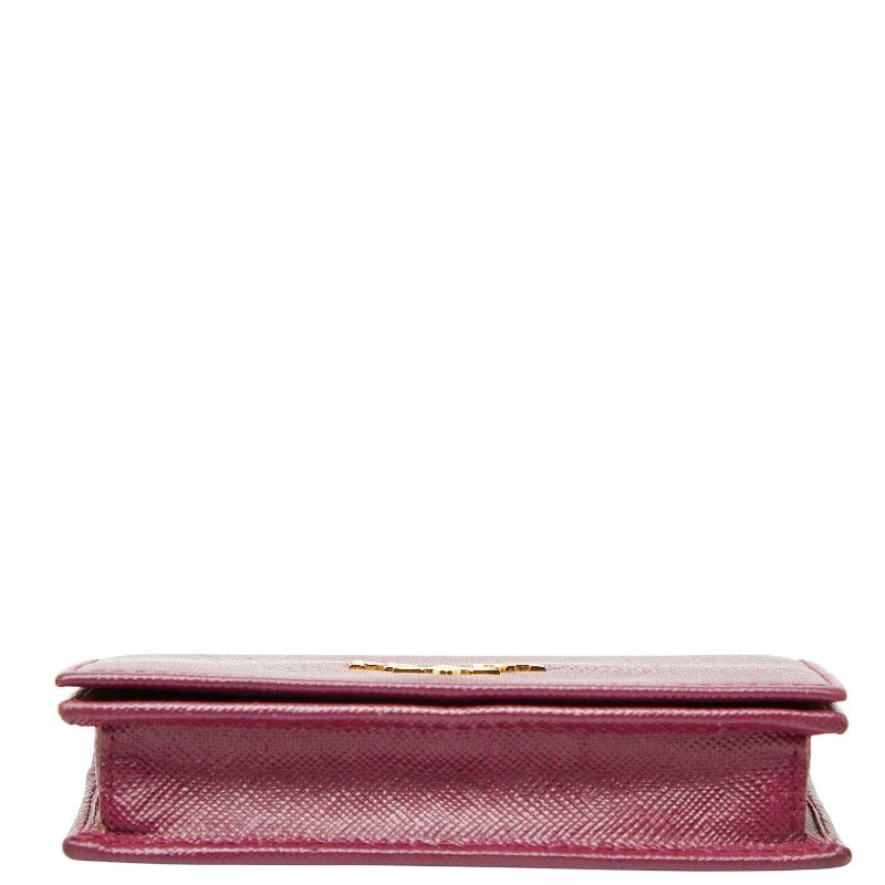 Prada Coin Case Pass Case Purple Saffiano Leather Women's Prada