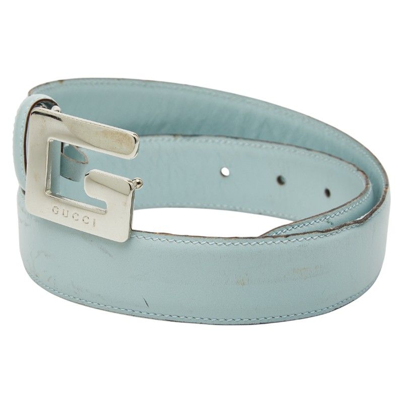 Gucci Belt Size: 65 26 037 394 0959 Light Blue Leather Women's Gucci