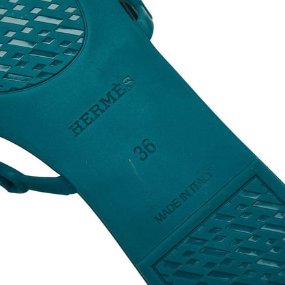 Hermes Rivage Chaine D'ancre Sandals Flat Size: 36 Green Rubber Women's Hermes