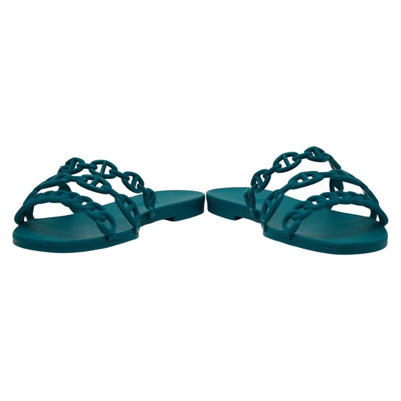 Hermes Rivage Chaine D'ancre Sandals Flat Size: 36 Green Rubber Women's Hermes