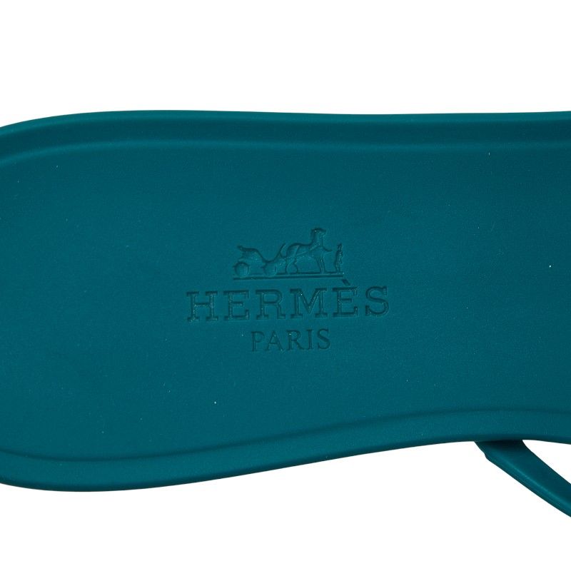 Hermes Rivage Chaine D'ancre Sandals Flat Size: 36 Green Rubber Women's Hermes