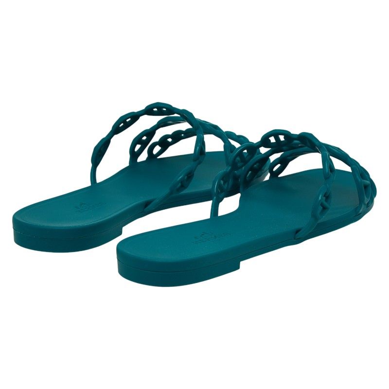 Hermes Rivage Chaine D'ancre Sandals Flat Size: 36 Green Rubber Women's Hermes
