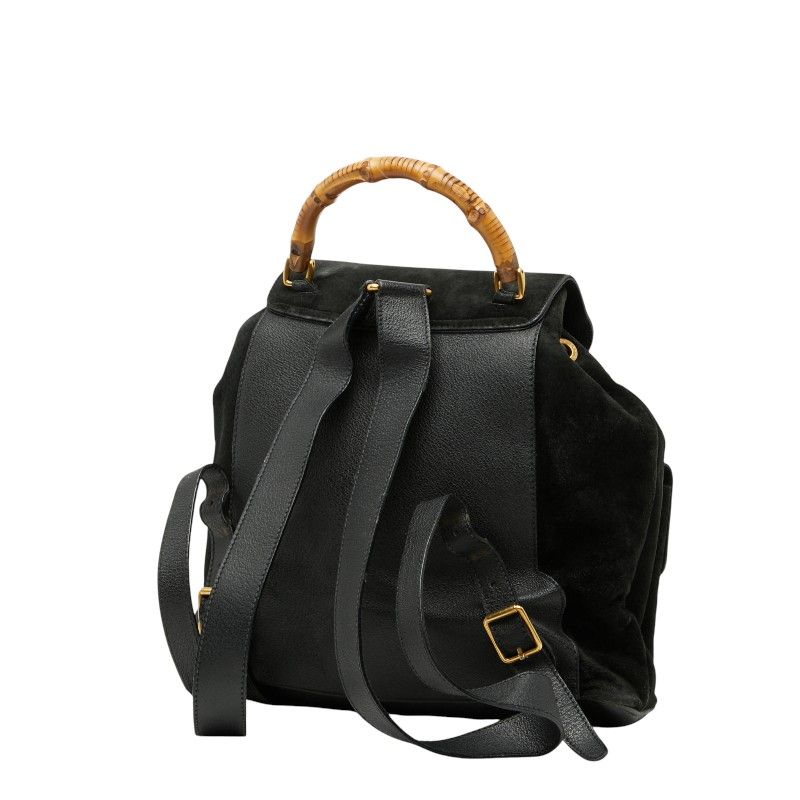 Gucci Bamboo Backpack 003 2058 0016 Black Leather Women's Gucci