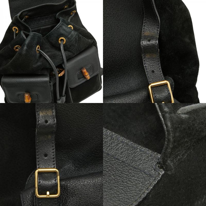 Gucci Bamboo Backpack 003 2058 0016 Black Leather Women's Gucci
