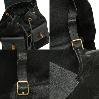 Gucci Bamboo Backpack 003 2058 0016 Black Leather Women's Gucci