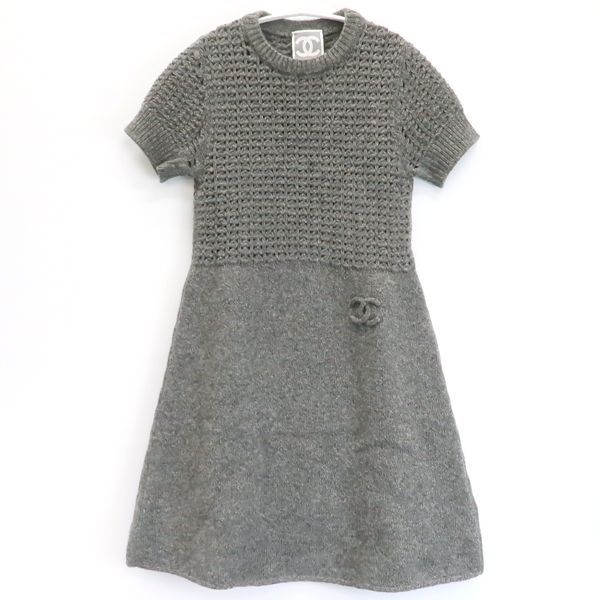 Chanel Sports Line Knit Dress 09A Coco Mark P36613 K02248 Wool X Cashmere Short