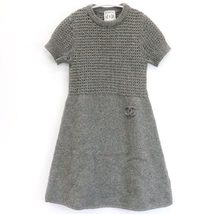 Chanel Sports Line Knit Dress 09A Coco Mark P36613 K02248 Wool X Cashmere Short