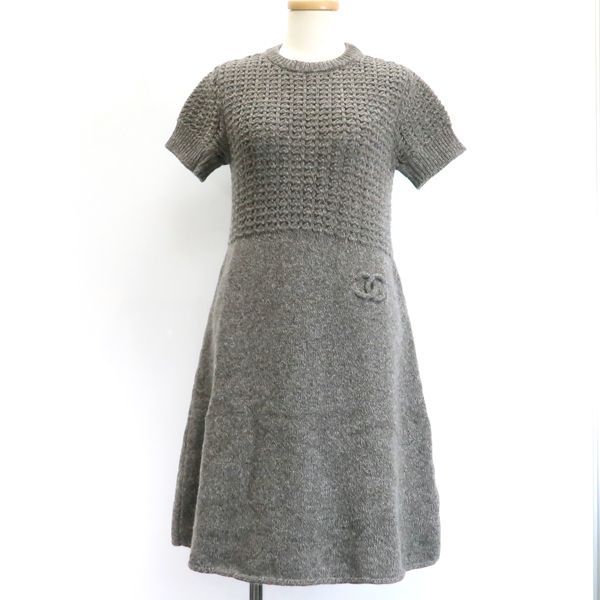 Chanel Sports Line Knit Dress 09A Coco Mark P36613 K02248 Wool X Cashmere Short