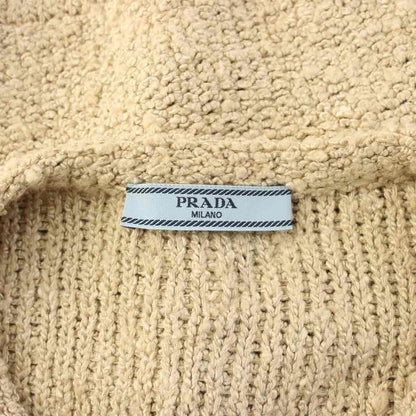 Prada Boo Cles Cardigan Knit 3/4 Sleeve Short Length Gold Embossed