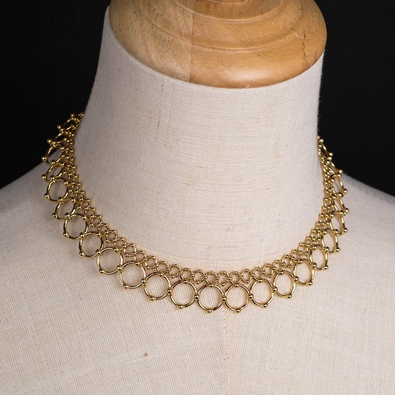 Tiffany & Co Graduated Link Double Low Choker 750yg 18K Yellow Gold