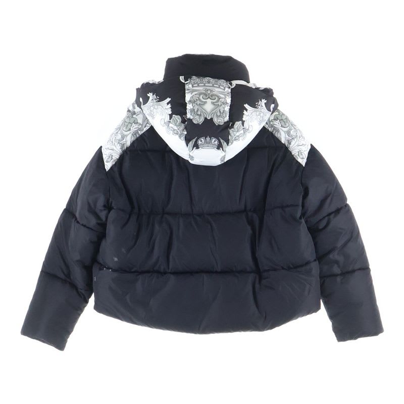 Versace Medusa Button Hooded Nylon Padded Jacket Black White 1
