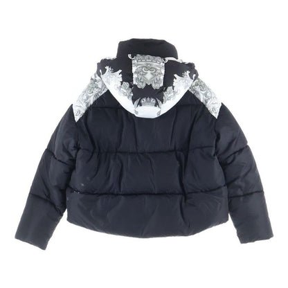 Versace Medusa Button Hooded Nylon Padded Jacket Black White 1